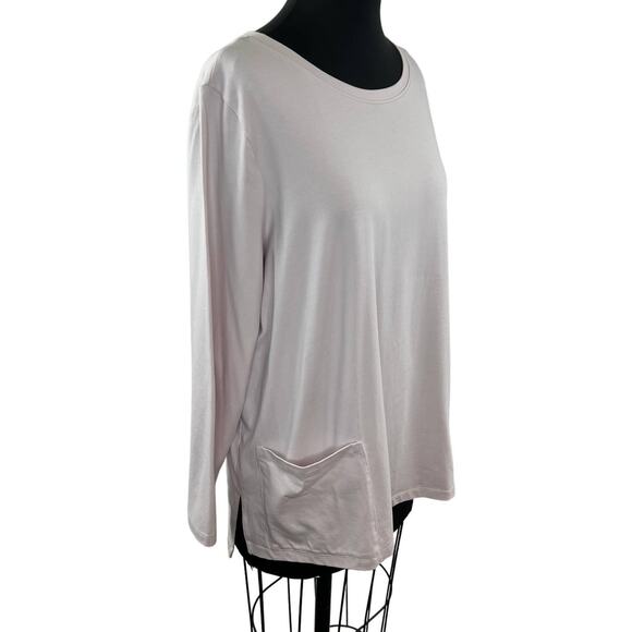 EILEEN FISHER Light Pink Long Sleeve Cotton Blend Stretch Top w/ Pockets Size XL - Picture 1 of 9